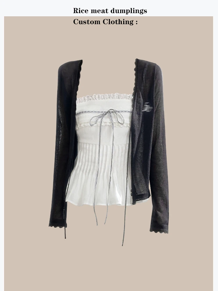 

Korean Style Breathable Long Sleeve Crop Top And Cardigan Set Women's Fashion Autumn Collection Comfortable Cool Sensation