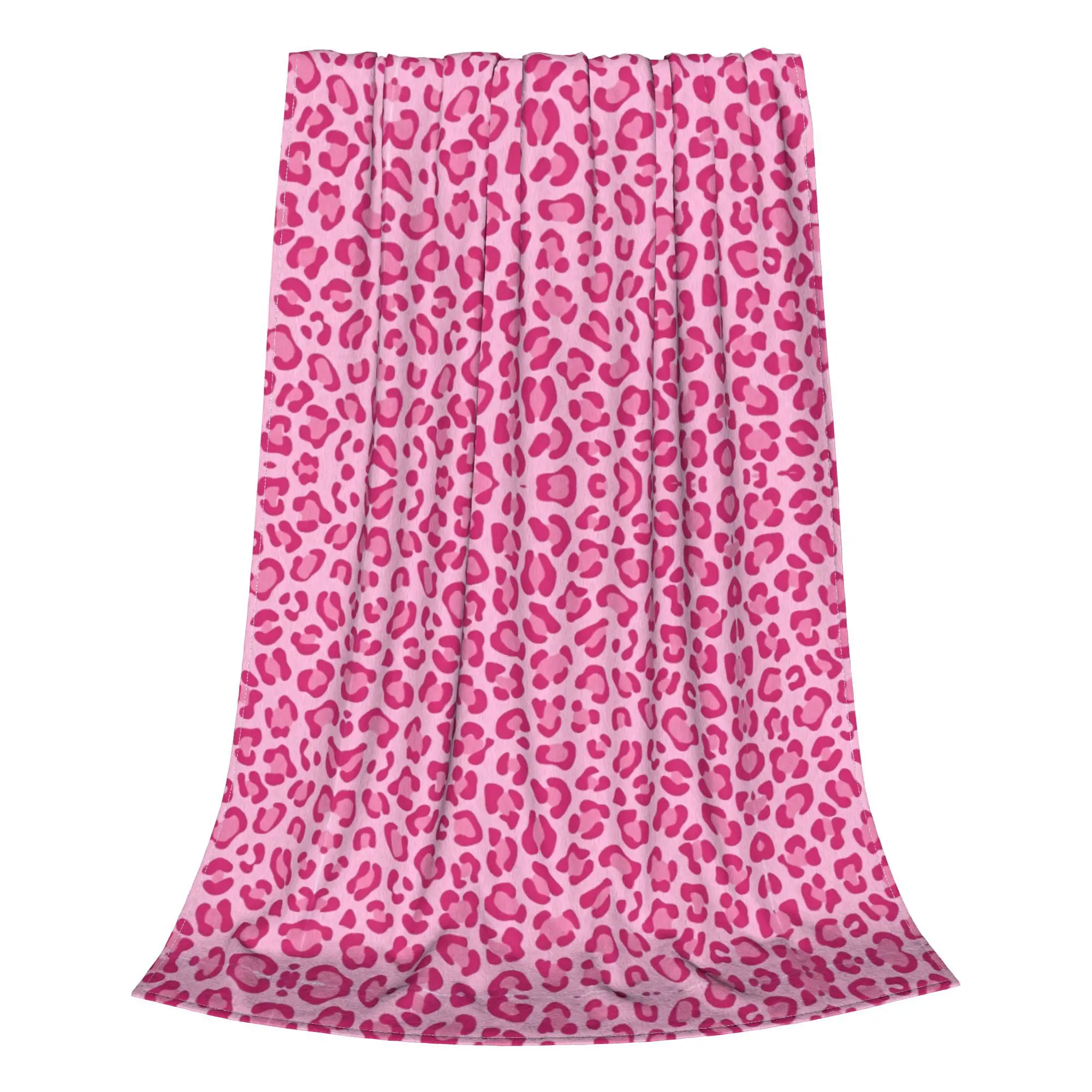 Pink Leopard Blanket Fleece Print  Portable Super Soft Throw Blanket for Bedding Bedroom Bedspread