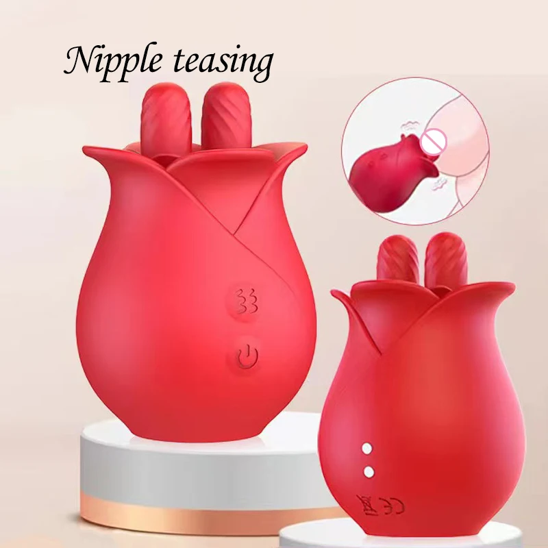 Double Tongue Vibrator For Female Rose Clitoris G-spot Stimulator Couple Flirting Nipple Massager Sex Toy For Women Adult 18