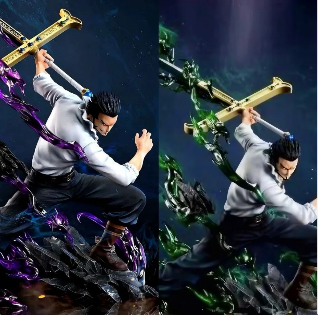 35 cm 13,7 Zoll Anime Mihawk Actionfiguren PVC-Statue Desktop-Ornament Sammlerstück Statuenmodell Dekoration Zimmer Schreibtisch Spielzeug Geschenke