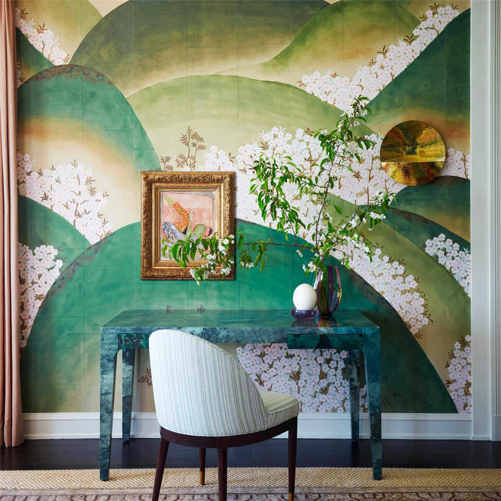 

Modern Customizable 3D Peach Blossom Wallpaper Murals Photo Wall Paper Roll Decorative Floor Covering for Home Decoration
