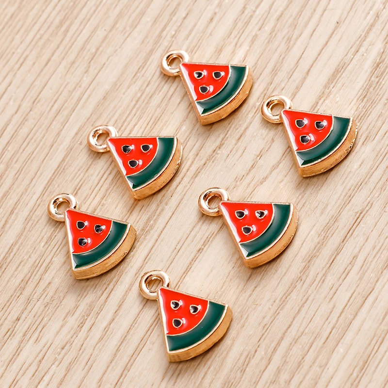 

10pcs 12x16mm Cute Enamel Fruit Watermelon Charms Pendants for Making Necklaces Earrings Bracelets DIY Crafts Jewelry Findings