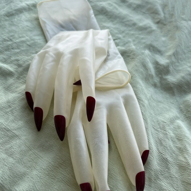 Latex Gloves Manicure Sexy One-Piece Ultra-Thin Fit High Elastic Bondage Medium And Long Gloves