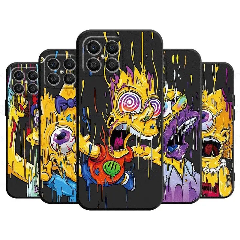 Simpsons Family Case For Honor X8a X8 90 X9a 8X 70 X9 X6 Magic5 Pro P40 Pro Black Soft Phone Funda