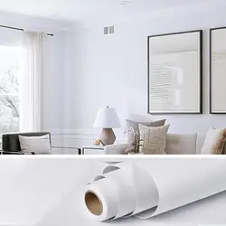 Pure White Wallpaper Self Adhesive Removable Waterproof Solid Color Contact Paper for Bedroom Cabinets Countertops Furniture