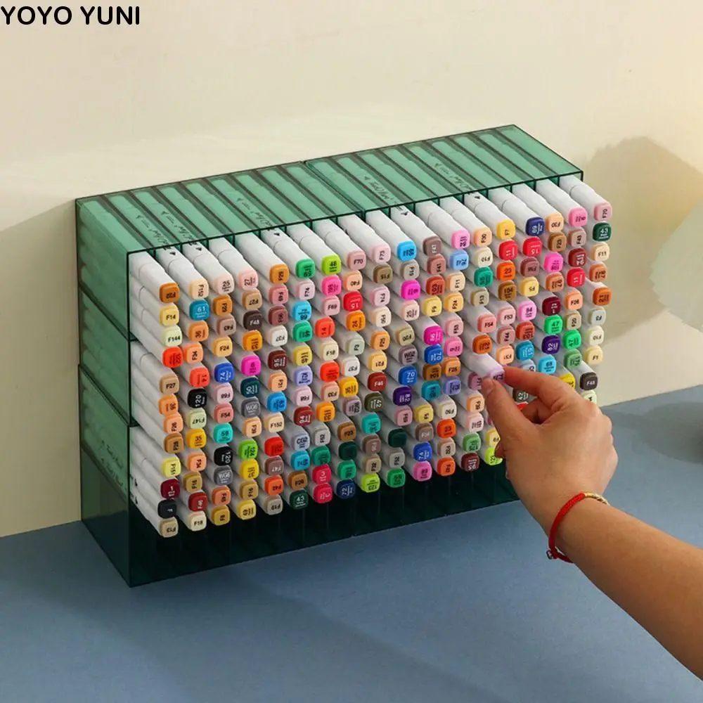 

18 Compartments Mark Pen Storage Box Cosmetic Holder Multifunctional Desktop Organizer Large Capacity Transparent Display Rack