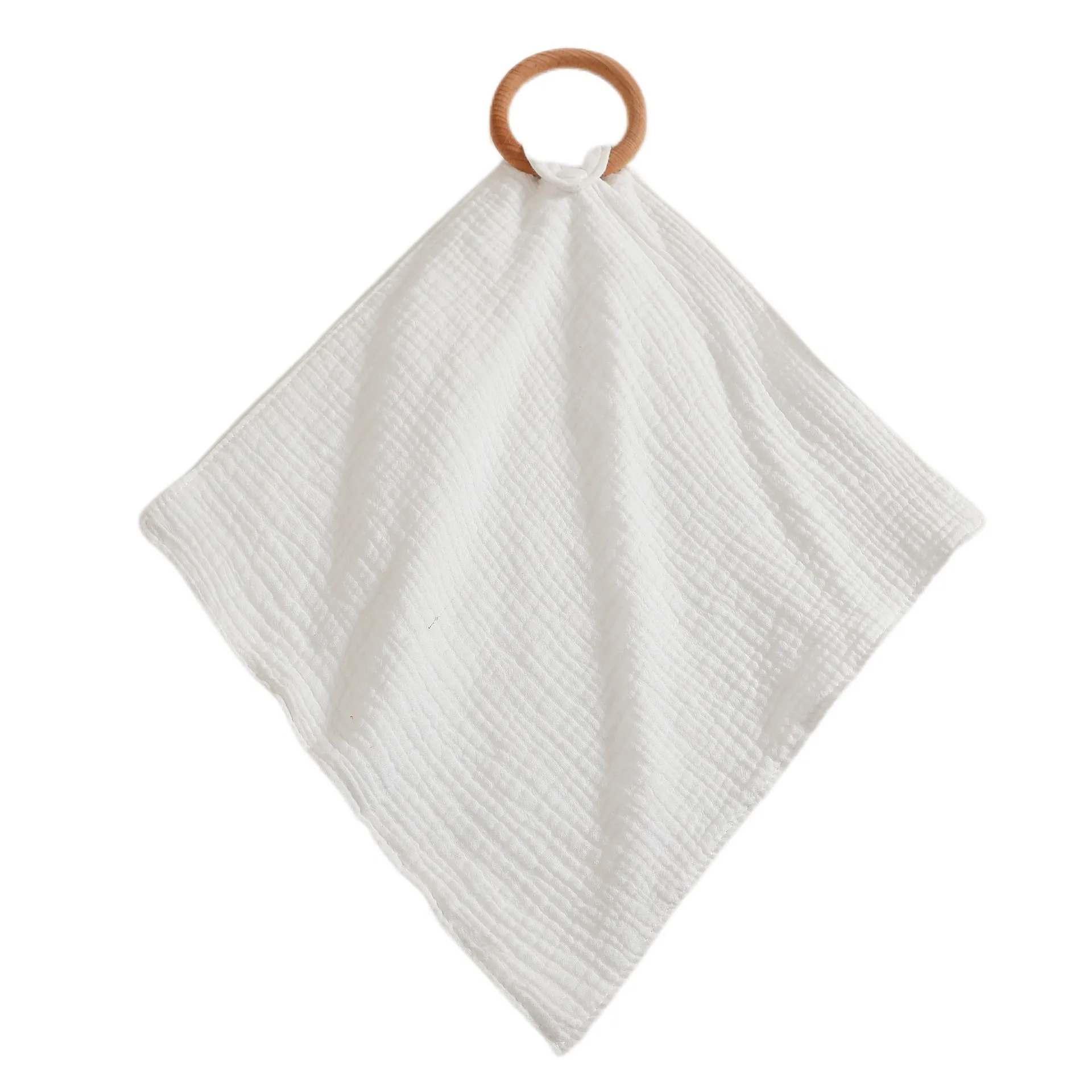 4 layer cotton baby comforting blanket wooden ring with cotton muslin soothing towel accessoire bébé garçon