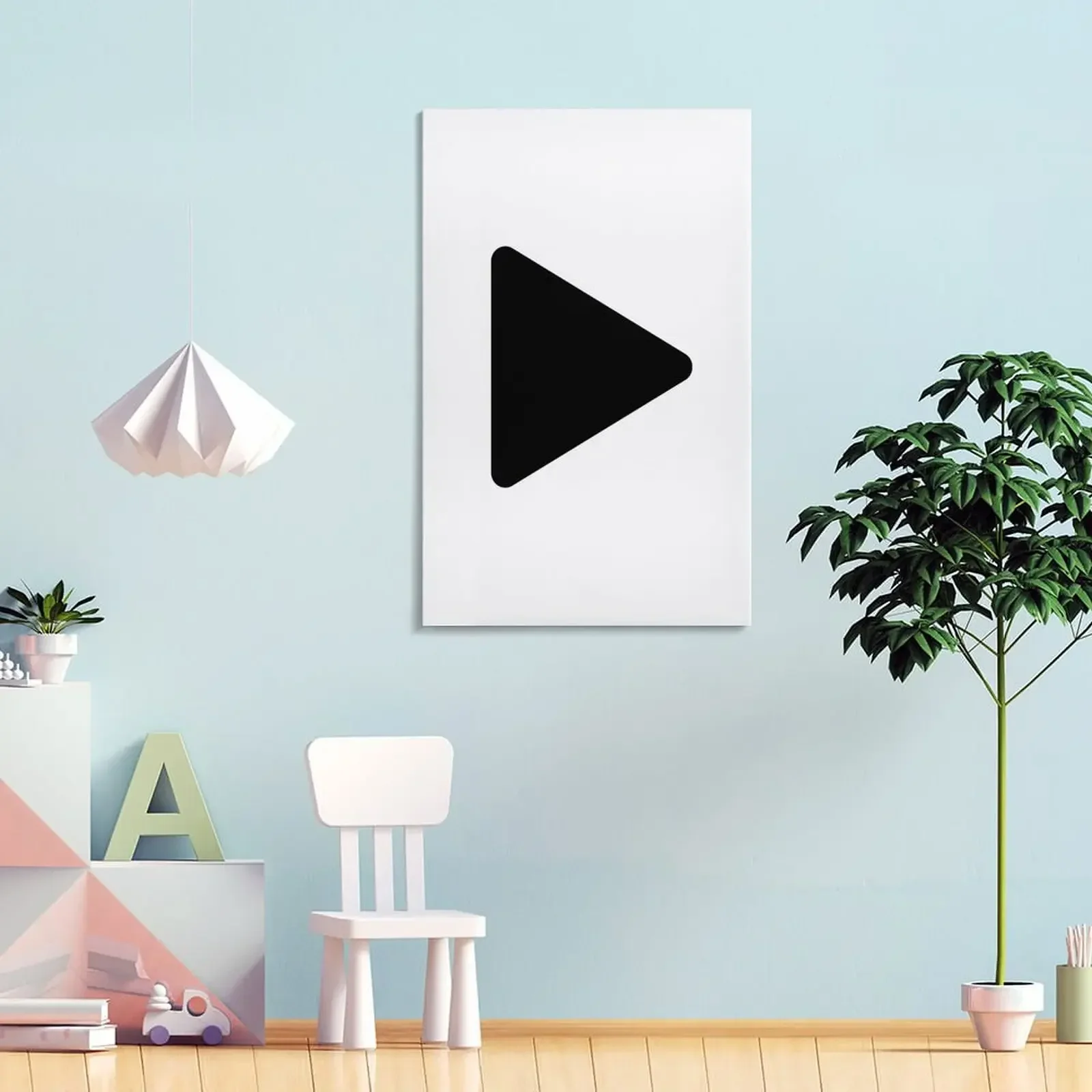 Black Play Button Of Music Player For Music Lover home Decor Canvas Painting Wall posters japanese room decor anime poster
