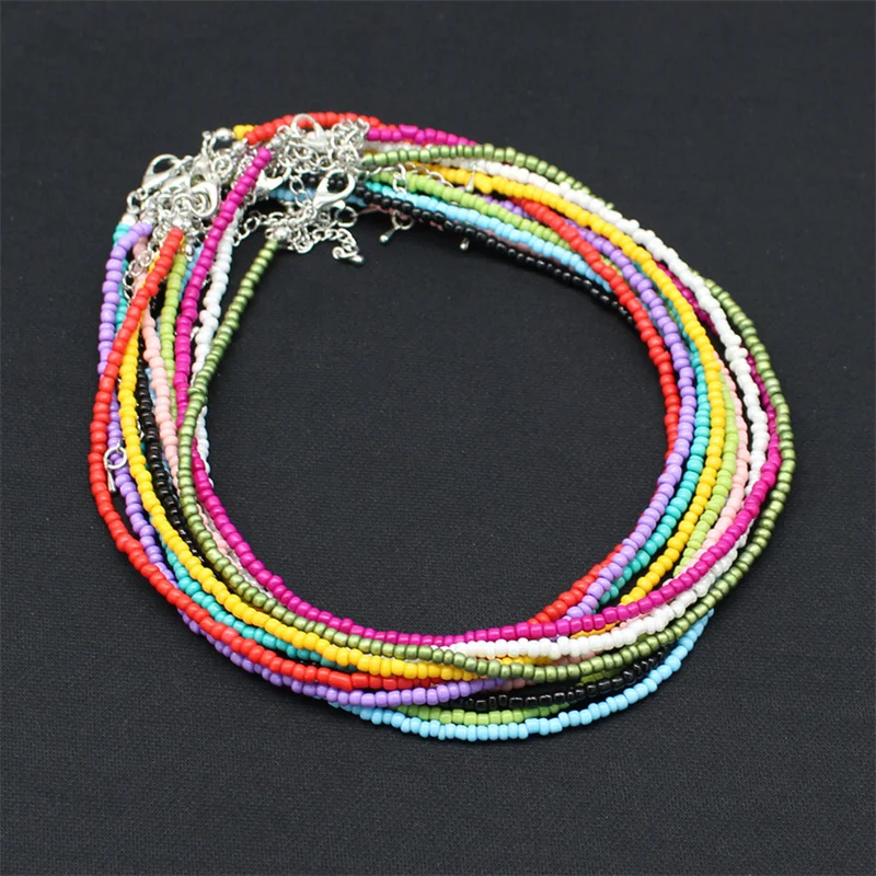 Colorful  Simple Seed Beads Initial Choker Women Handmade Necklace Fashion Collier Femme Jewelry Boho Accessories