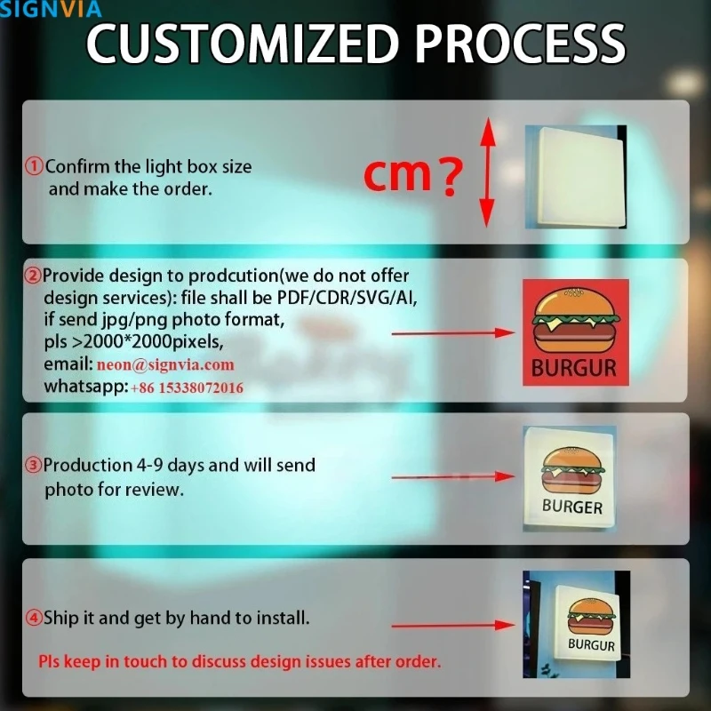 Custom Led Light box Signs Metal Sign Personal Design Signage Waterproof Wall Decorations Business Acrylic Logo Bright Home Box