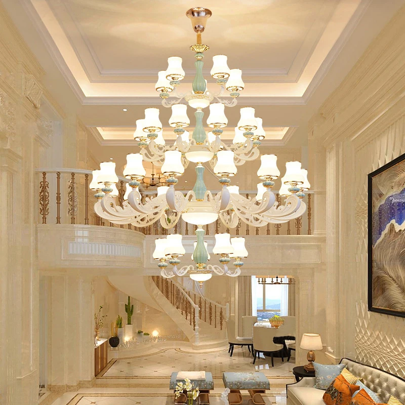 

Postmodern Staircase Long Size Chandelier Creative Multi-Flat Duplex Hotel Villa Pendant Lamps Shaped Stairs Chandelier Lighting
