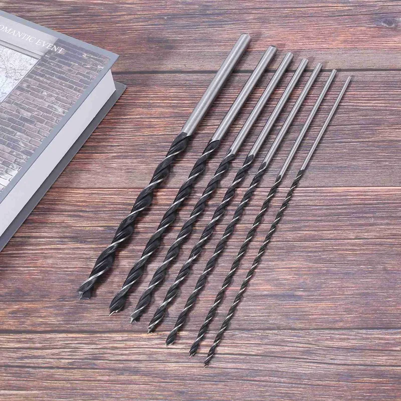 7Pc X Long Wood Drill Bit Set 4Mm 5Mm 6Mm 7Mm 8Mm 10Mm 12Mm X 300Mm Brad Point