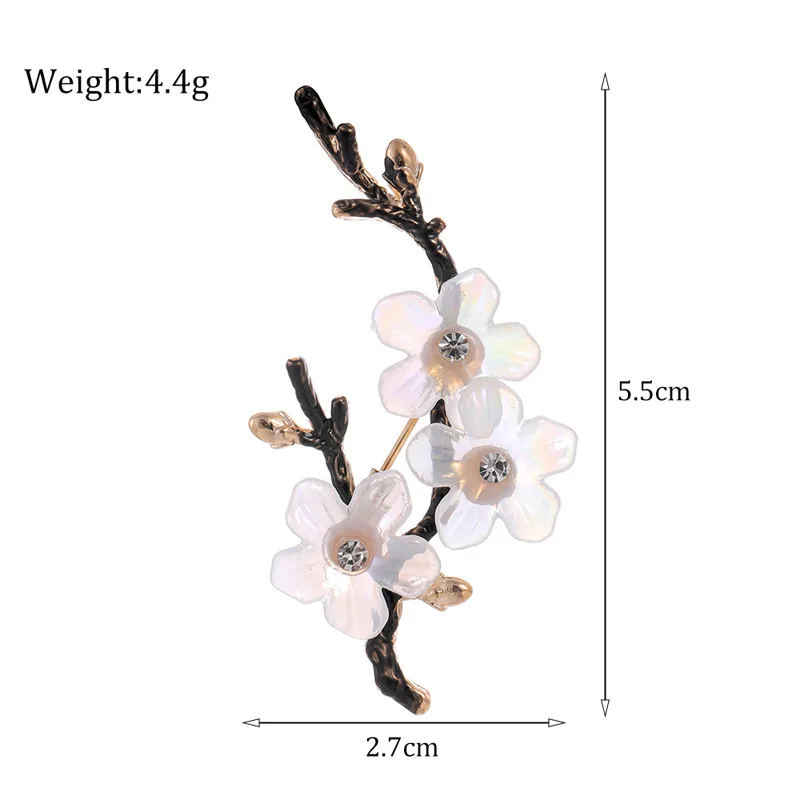 High-end temperament white plum blossom brooch ladies light luxury pins plant antique floral accessories jewelry gifts