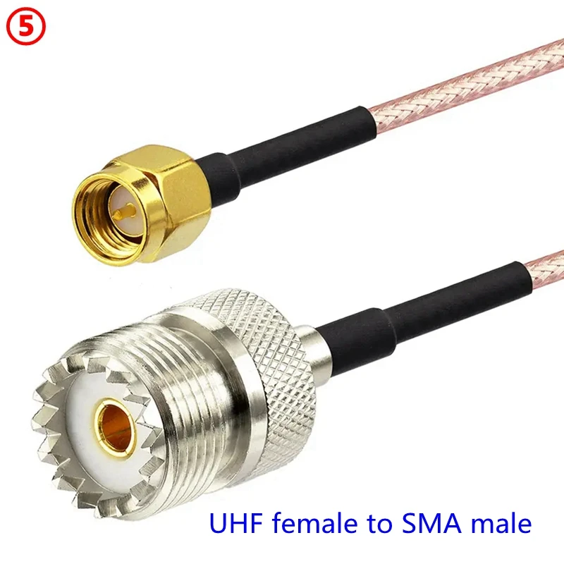 RG316 Kabel koncentryczny UHF PL259 SO239 do SMA męski żeński prawy złącze Anlge UHF do SMA zaciskanie kabla Niskie straty Szybka dostawa RF — zdjęcie 7