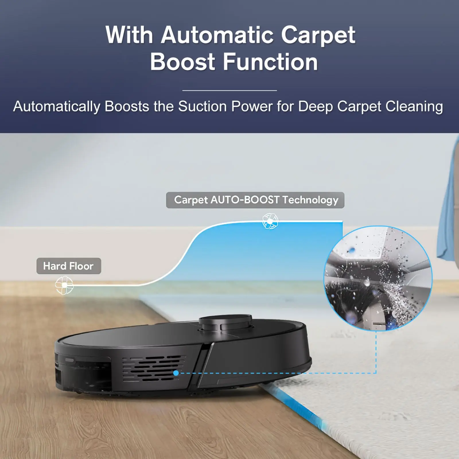 GOOVI M30 LDS SLAM TOF Robot Vacuum Cleaner 6000Pa Strong Suction,2600mAh Laser Radar System Floors Maps Selective Zone Cleaning