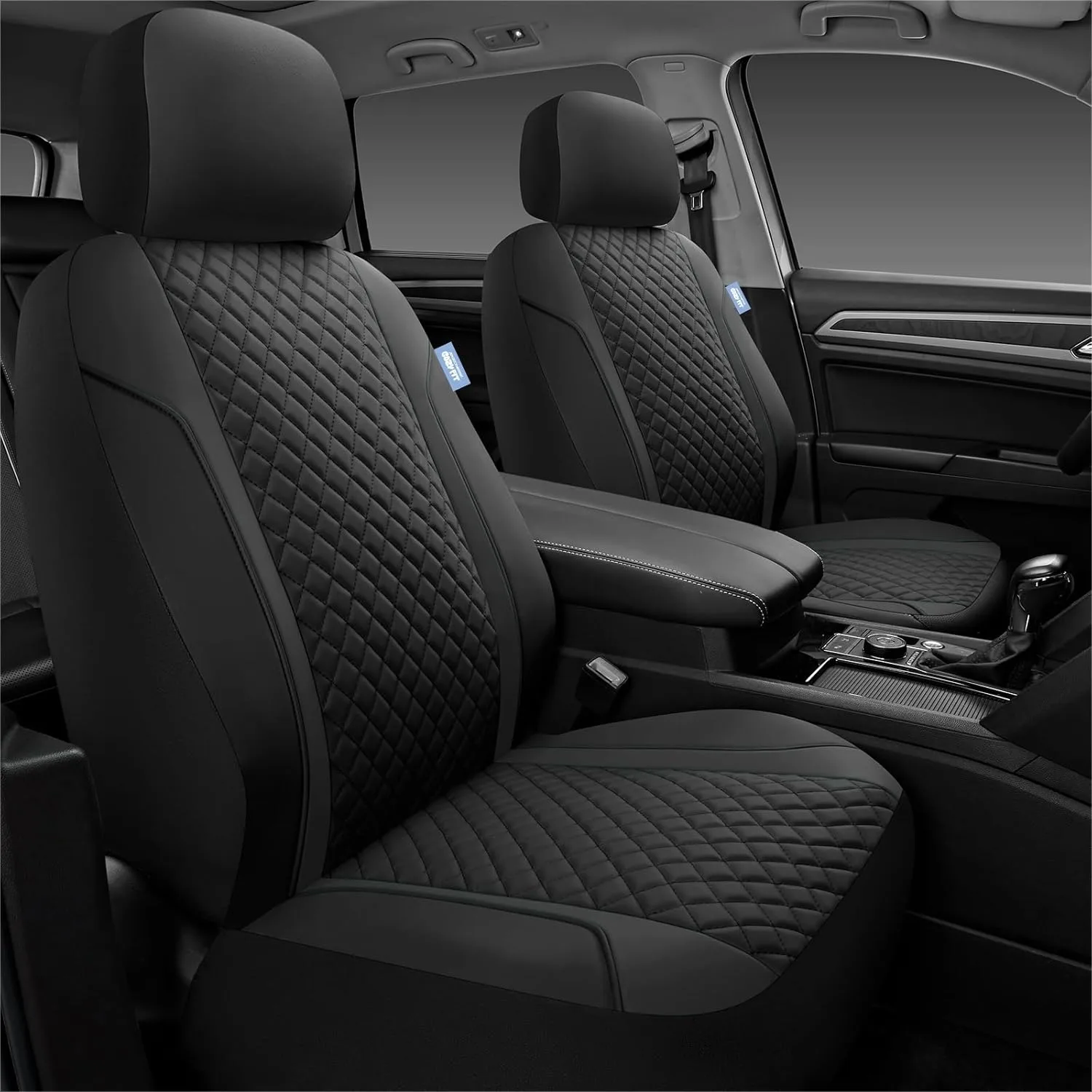 

Universal Car Seat Covers Front Seats with Memory Foam Cozy Fit, Leather Automotive Seat Protector for Sedans, Trucks, SUVs
