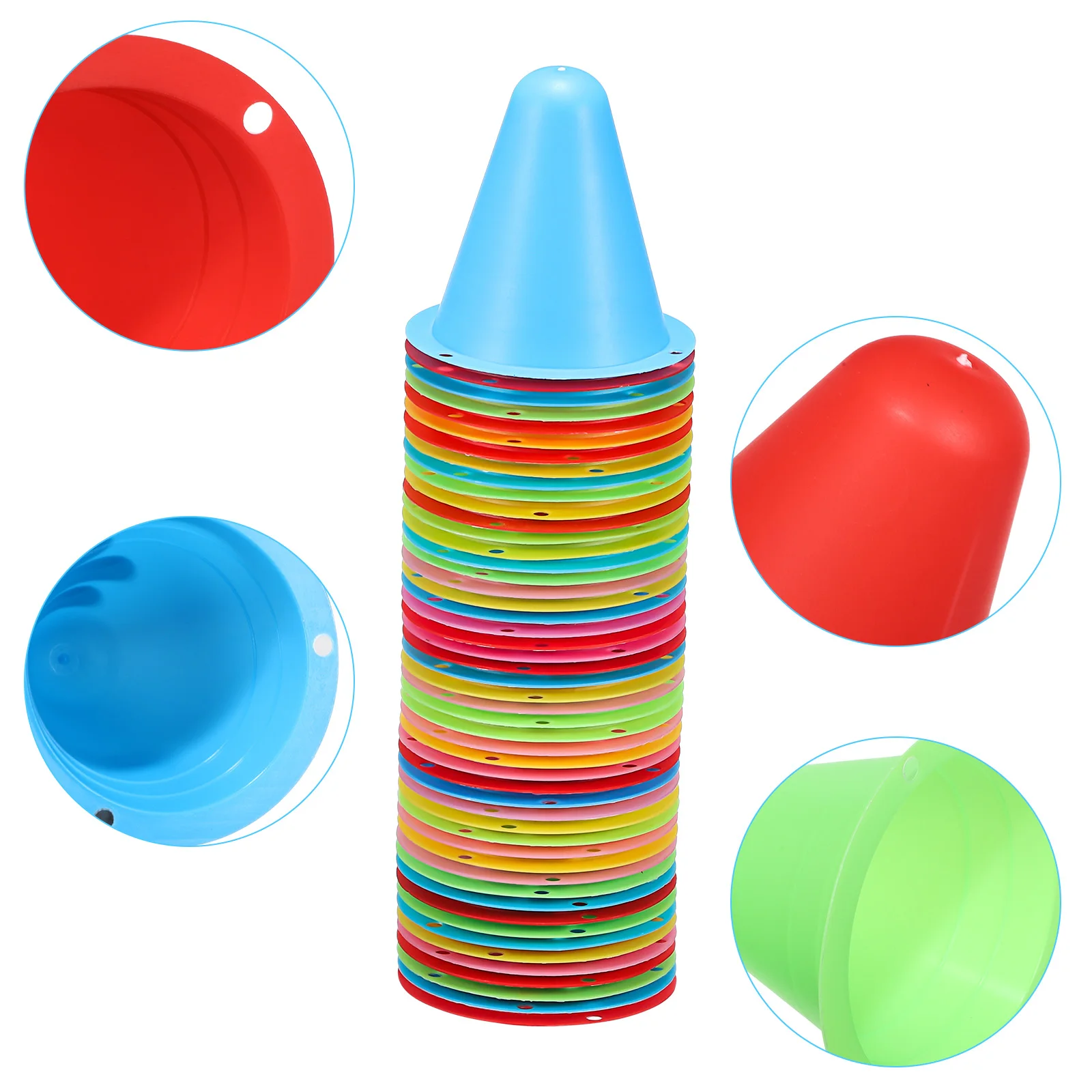 

50 pcs Roller Skating Cones for Soccer Training Stable Base Lightweight Sports Equipment Mini Pile Practice