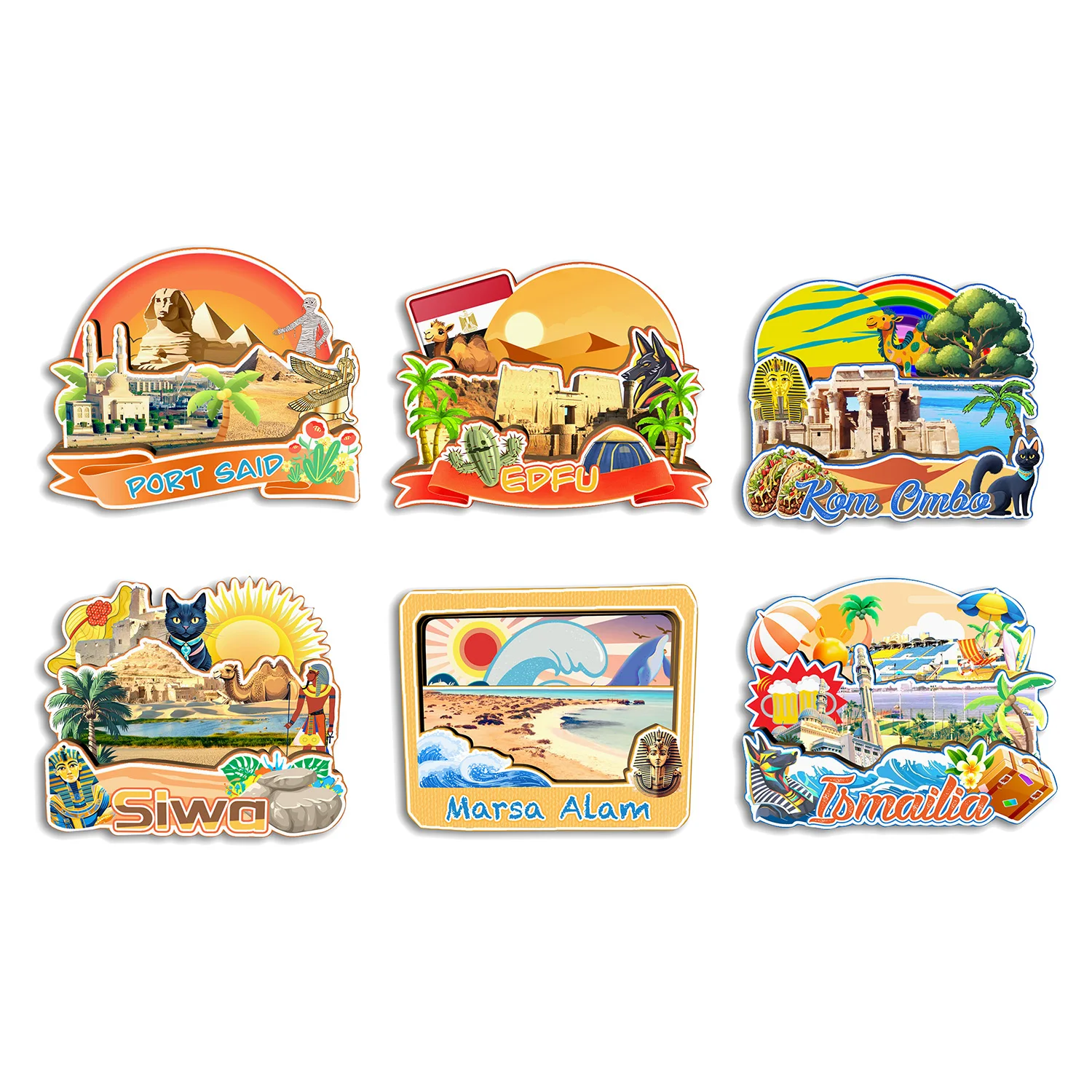 

Kom Edfu Port Said Marsa Alam Ismailia Siwa Ombo Fridge Magnet Travel Souvenir Gift Handmade Decorative