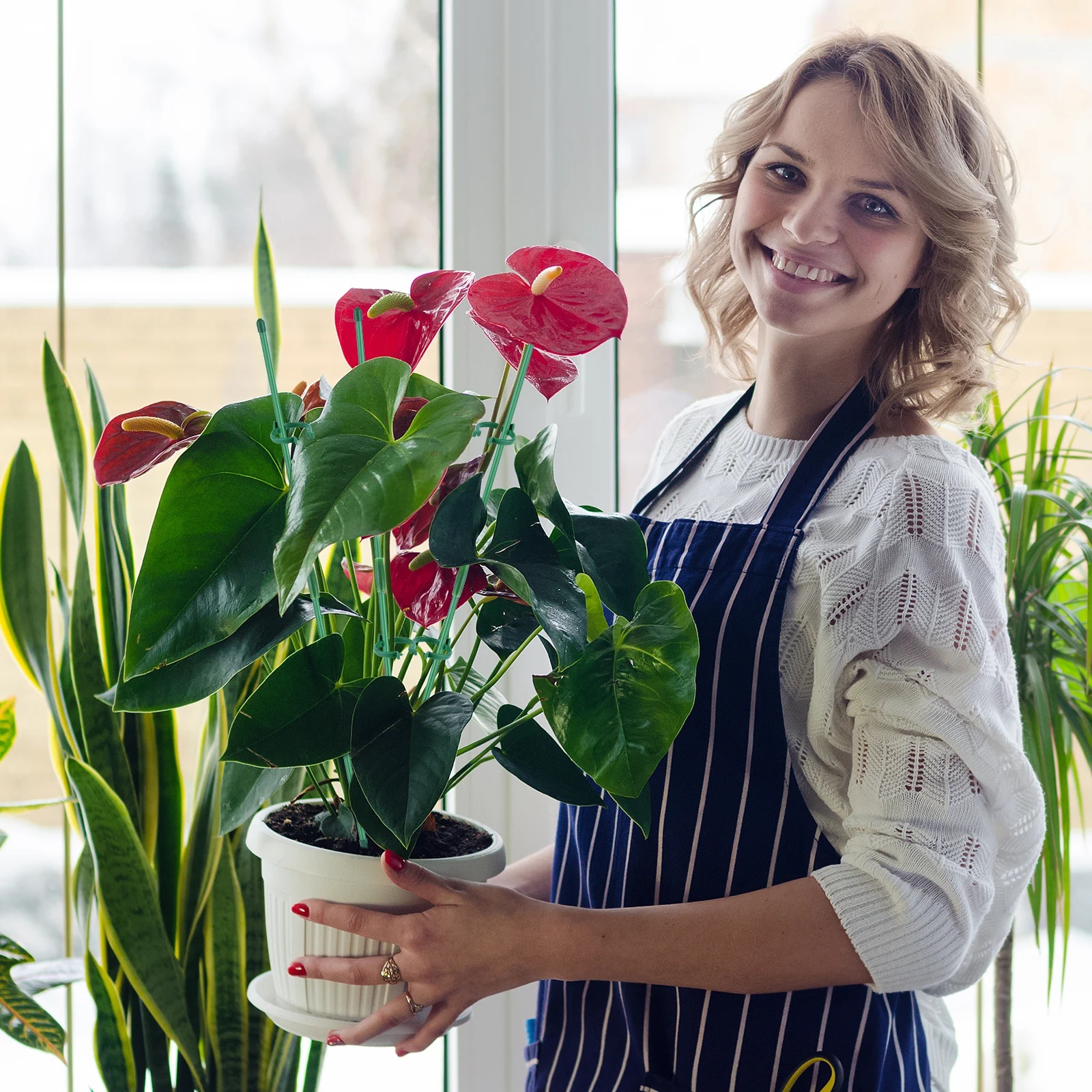 30 pezzi di supporto per piante regolabile, bastoncini per piante da interno, supporto per piante multifunzionali, pali di supporto per piante di orchidee, peonie