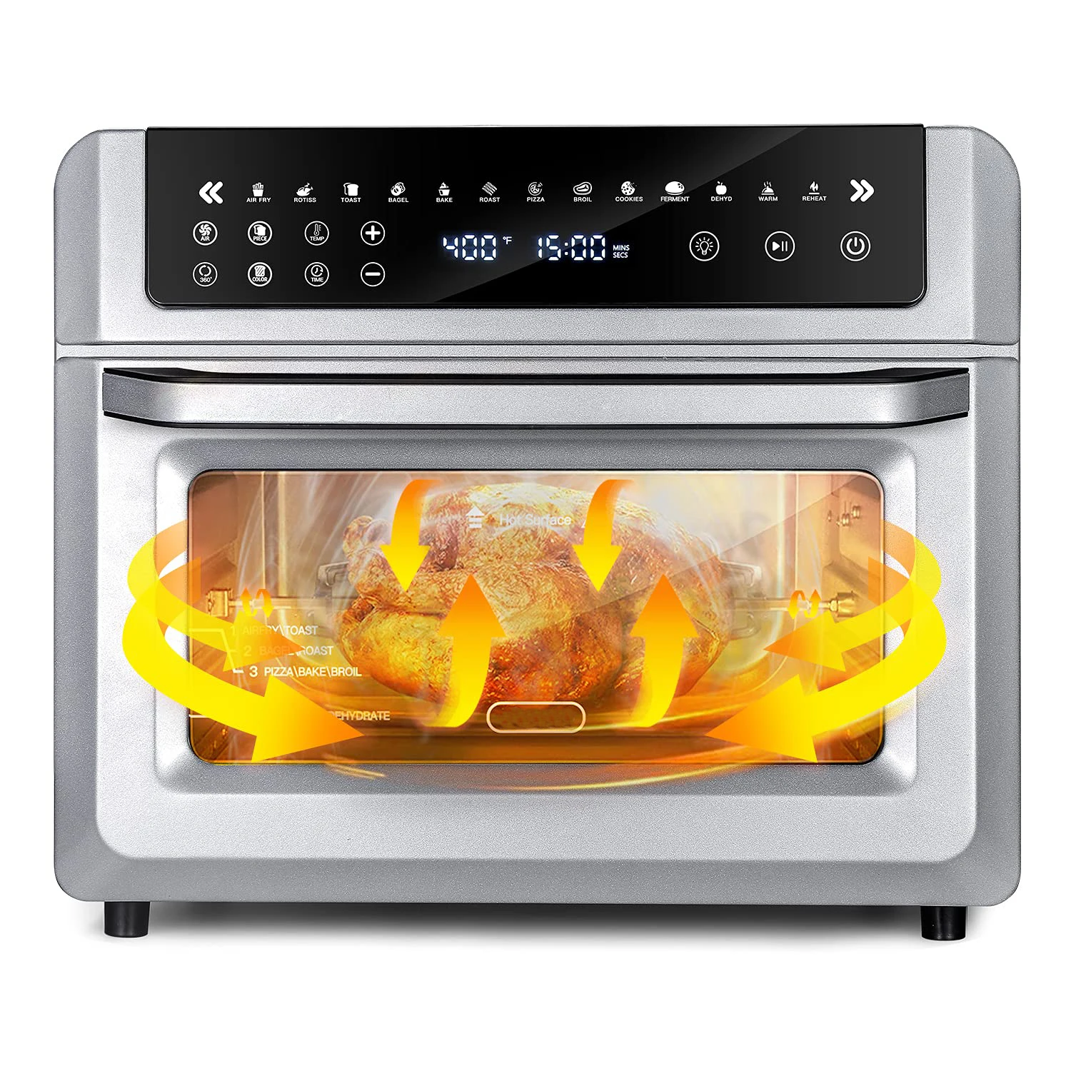 Air Fryer Toaster Oven Combo, Large Digital LED Screen Convection Oven with Rotisserie and Dehydrator, Extra Large Capacity