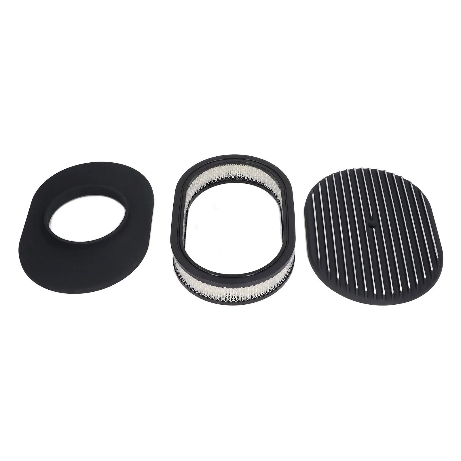 Full Finned Air Cleaner Aluminium Alloy Black for 5 1/8in 4 Barrel Opening Carburetors