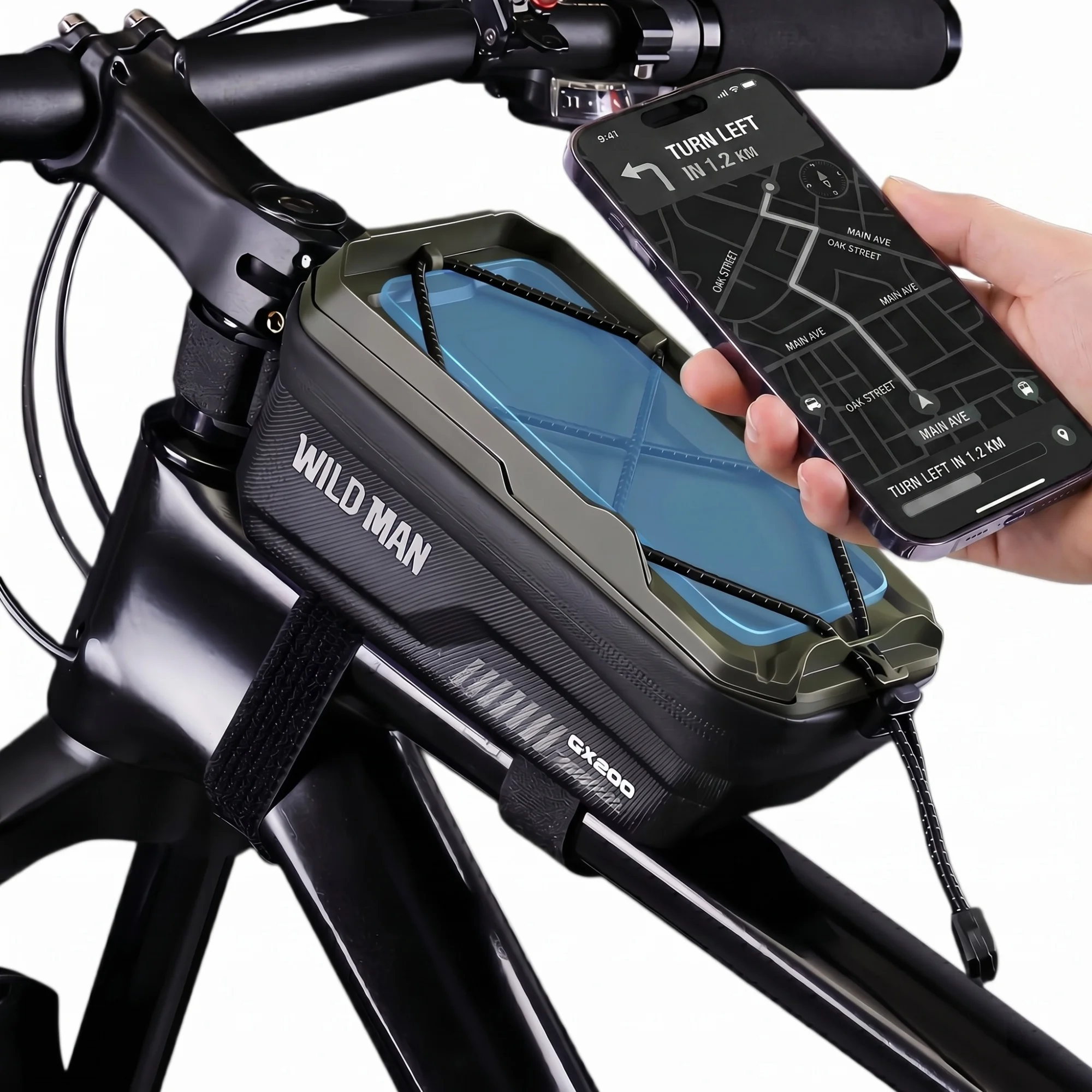 Borsa da Bici a Sgancio Rapido con Logo Riflettente, Guscio Rigido in EVA, Adatta per Telefoni da 6,1" a 6,8" con Copertura Antipioggia, Accessori per Bicicletta