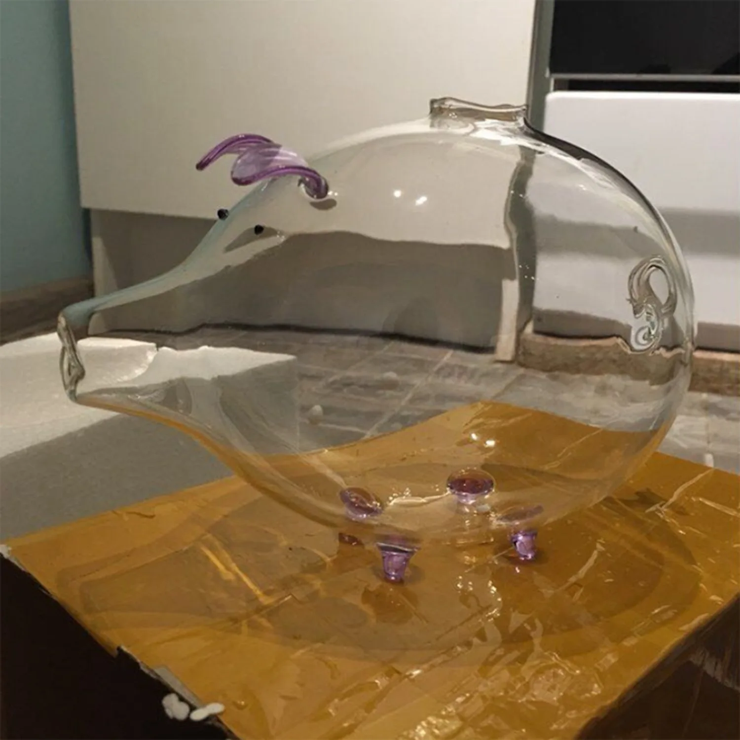 

ABYN-2 Pcs Pig Piggy Bank Money Boxes Coin Saving Box Cute Transparent Glass Souvenir Birthday Gift, Purple & Pink