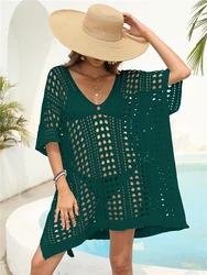 5 Colors Transport Beachwear Green Hole Summer Beach Dresses Midi Cape Casual Swimwear Cover Up Womens Beach Outfits Bath Exits