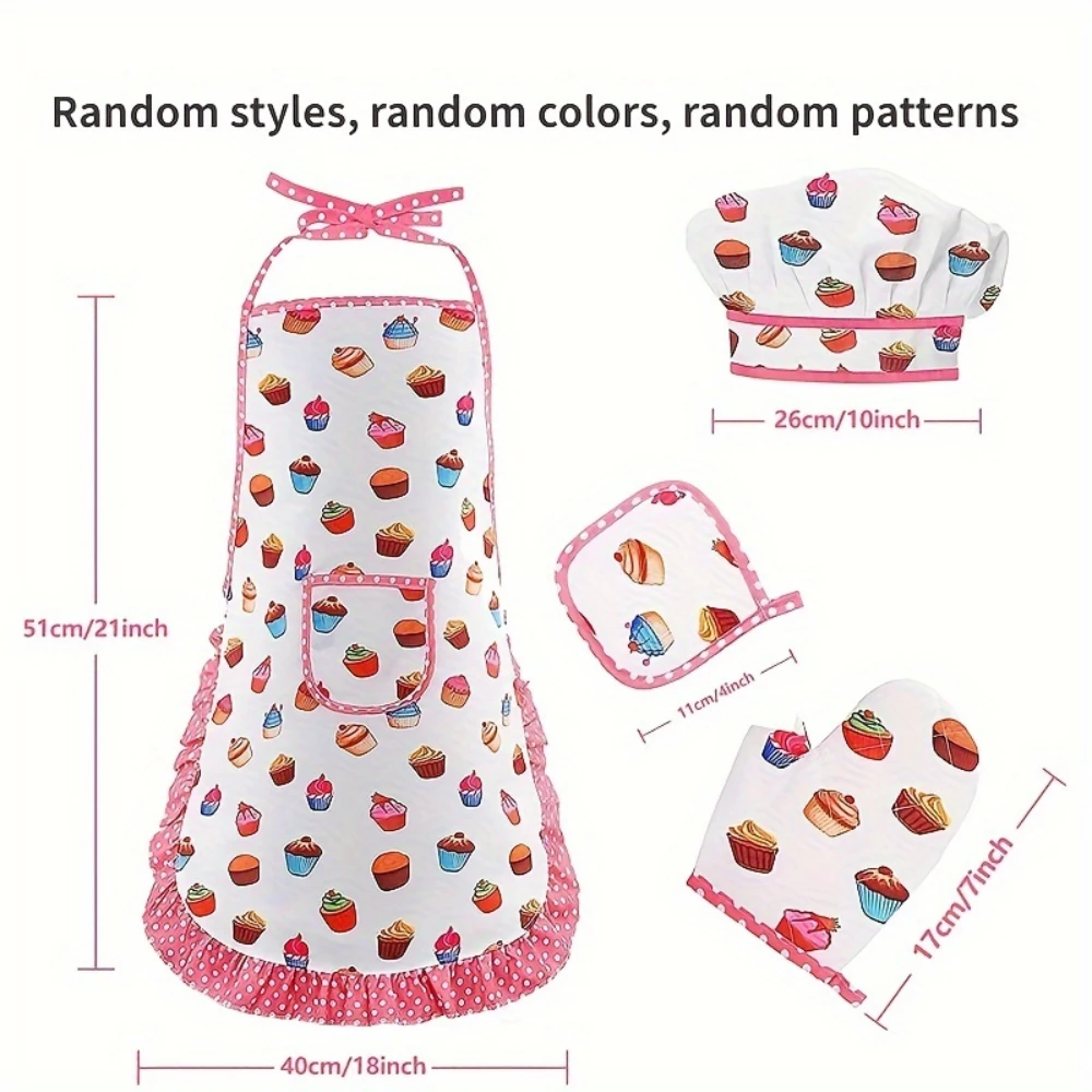 17 pezzi set di cappelli guanti grembiule da cucina per bambini, rosa Pasqua Halloween, strumento di cottura da cucina per chef per bambini, giocattoli per case da gioco, Eid Mubarak