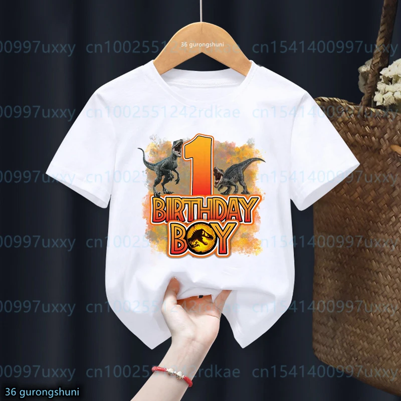 Jurassic Park Number 1-13 T-Shirt Dinosaur Name Custom Happy Birthday Boy Tshirt Baby Tshirt Kids Clothes Short Sleeve Tees Top