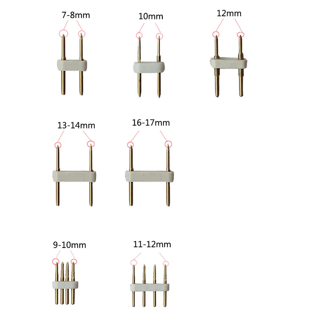 5pcs 2pin 4pin 6mm/8mm/12mm/15mm PCB Connector Recommend Accessory Copper Pins for 110V 220V Single Color RGB LED Strip