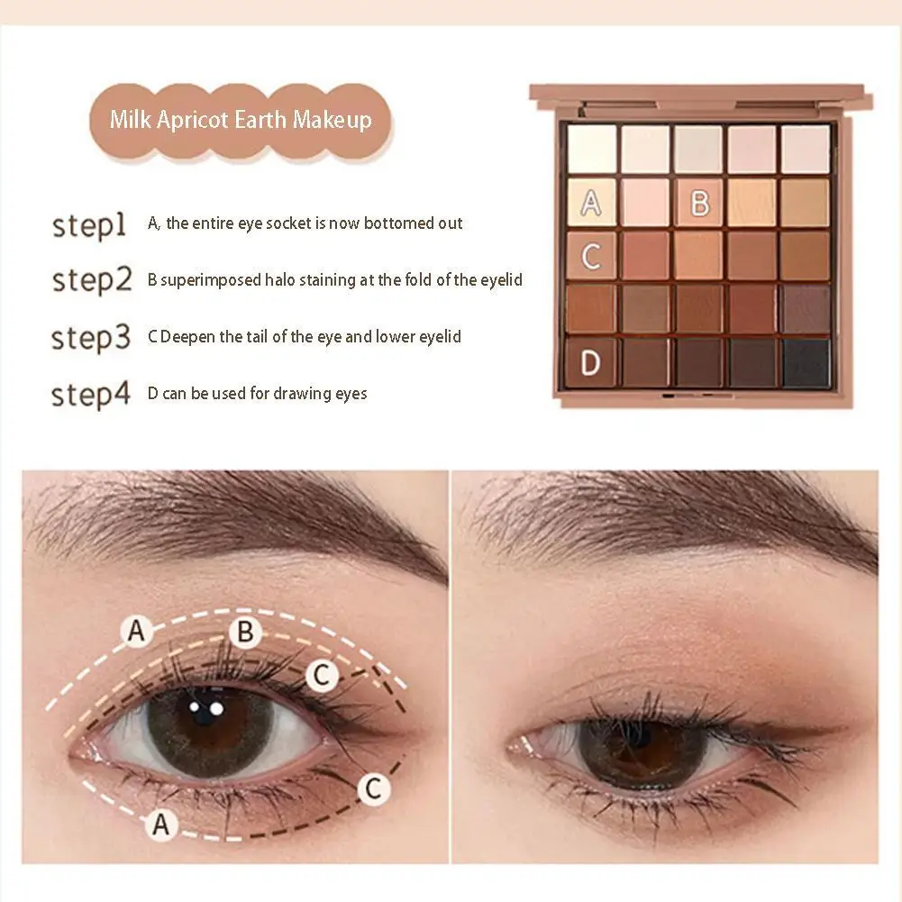 Paleta de sombras de ojos, pigmentos de sombra de ojos brillantes, Color tierra mate, neutro