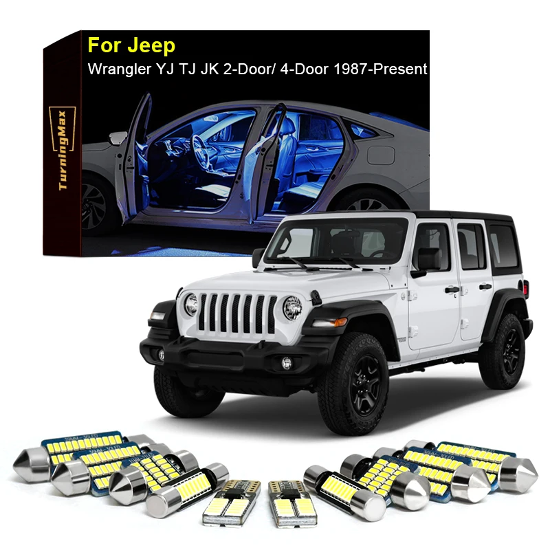 Canbus Interior Lighting LED Bulbs Kit For Jeep Wrangler YJ TJ JK JL1987-Now Trunk Dome Map Lights Indoor Lamps Car Accessories