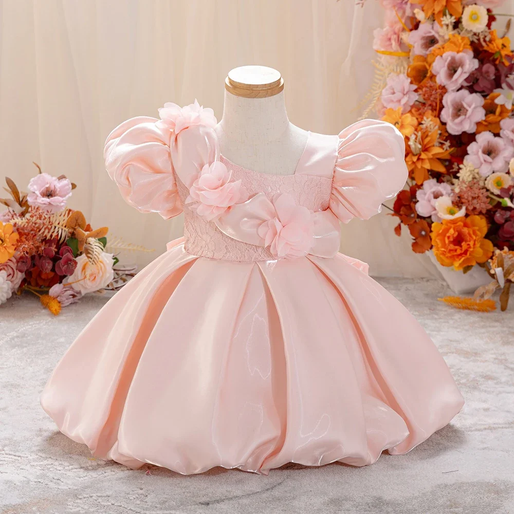 Princess Party Dress for Baby Girls First Birthday Children's Flower Appliques Wedding Christmas Frock 1-6 Years