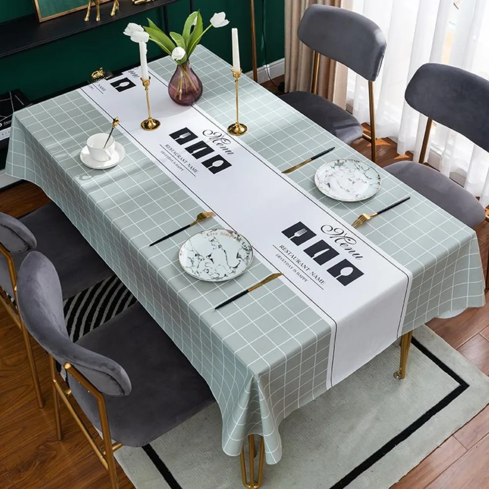 

Kitchen Supplies Waterproof PVC Tablecloth Anti-Scald Printed Table Mat Washable Oil-proof Table Cover Wedding Dining Room