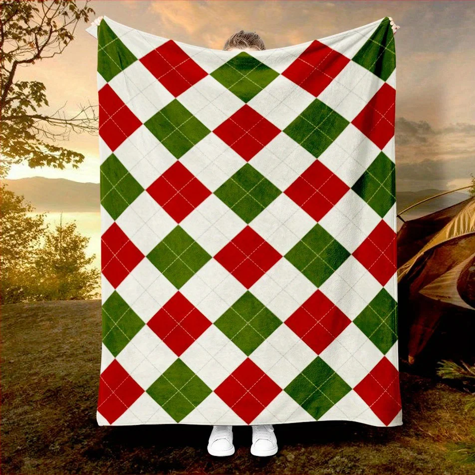 Festive Checkered Plaid Blanket Reversible Flannel Throw for Holiday Style AllSeason Comfort Classic Pattern Gift