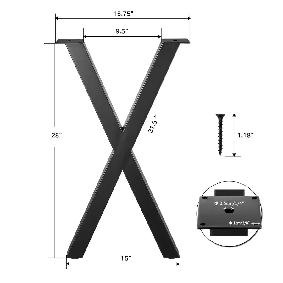 Factory Direct 2026 Inch XShape Table Legs Metal Coffee Table Legs, Steel Desk Legs for DIY Furniture Dining Table, Set of 2, Bl