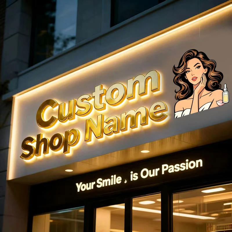 

Пользовательский металлический знак с подсветкой, бизнес-логотип с подсветкой, вывеска в магазине, 3D буквы для металлической вывески с подсветкой, дропшиппинг на открытом воздухе