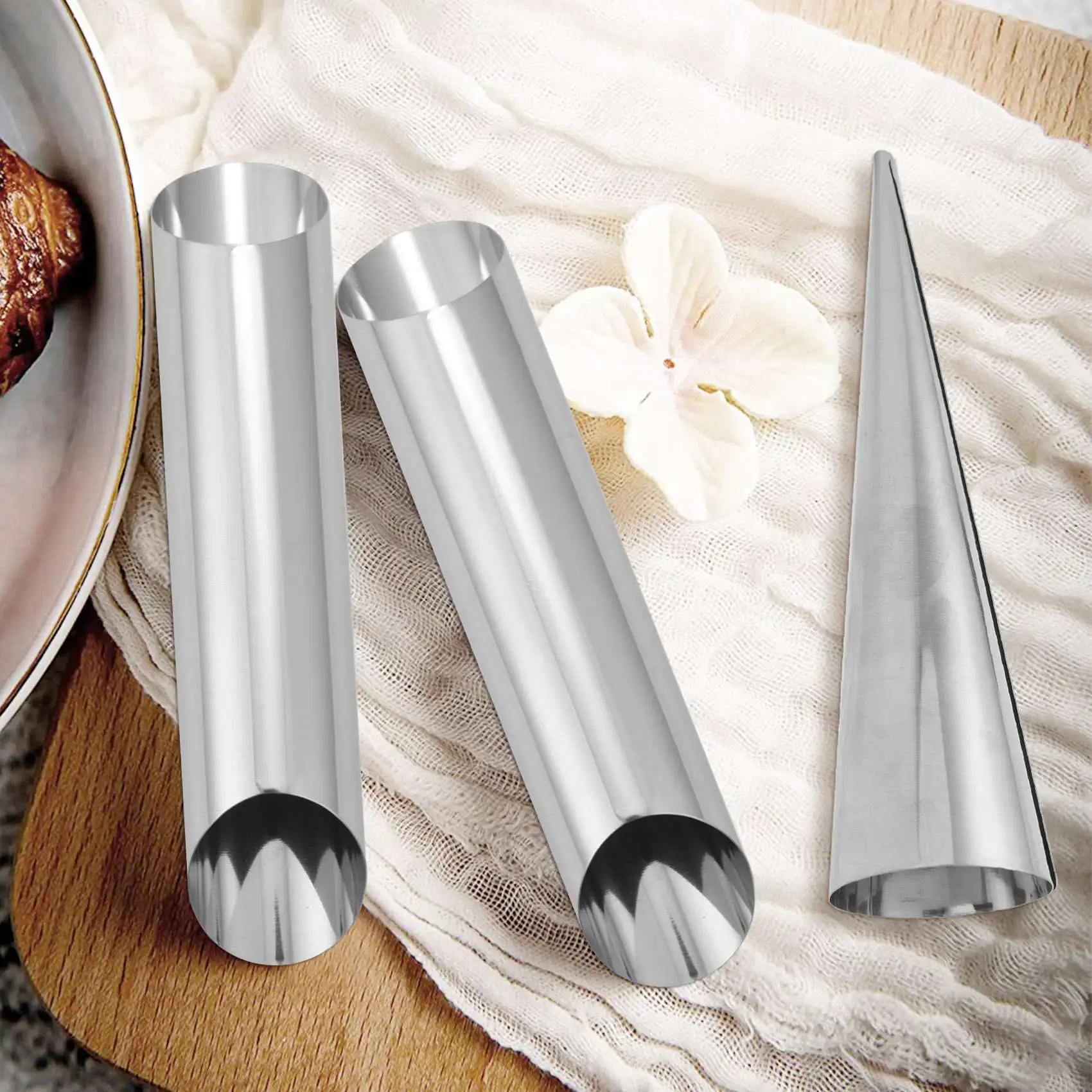 20 Pcs Cream Horn Molds Stainless Steel Cone Tubular Shaped Mold for Cannoli Tubes (Cream Cone)