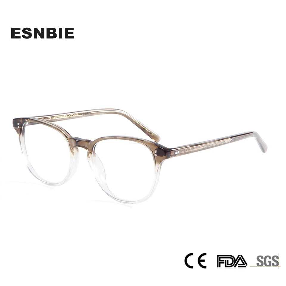 

5219 Round Eye Glasses Frames For Men Vintage Optical Glasses Acetate Women'S Eyewear Frame Demo Lens Oculos Grau Masculino