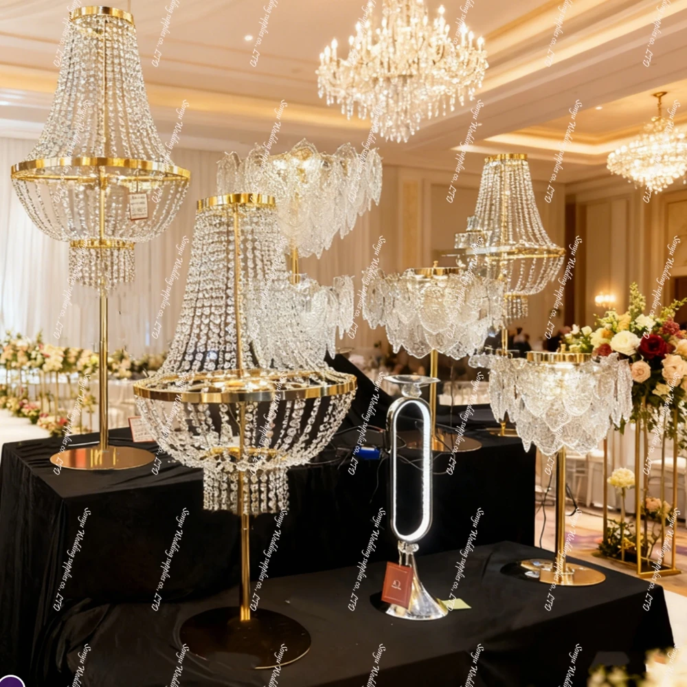 

100-120cm 8pcs Wedding Decor Light Lamp Flower Stand Battery Wireless Table Centerpieces Chandelier Light for Ceremony Party De