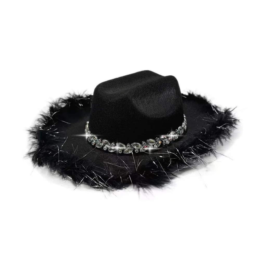 Chapeau de fête d'anniversaire Cowgirl chapeau de Cowboy pour enfants chapeau de diamants brillants scintillant pour la fête d'anniversaire de Performance de Cosplay