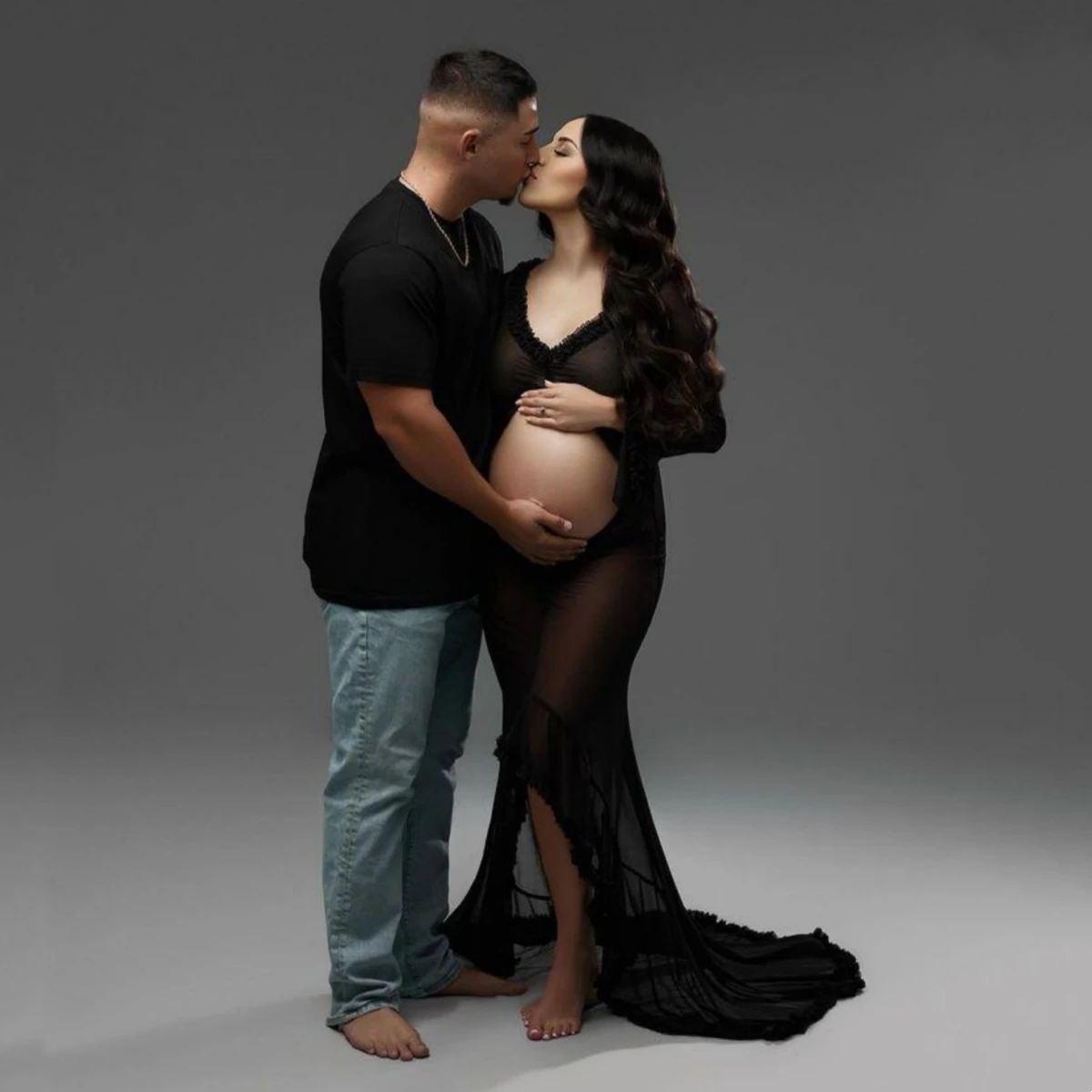 فستان طويل من التول للتصوير الفوتوغرافي للأمهات، فساتين حمل لتحديد البطن لجلسة التقاط الصور