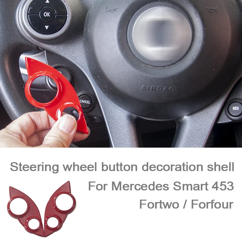 Cubierta decorativa para botones del volante del coche, pegatinas para el panel de control de crucero, para Mercedes Smart 453 Fortwo Forfour Interior
