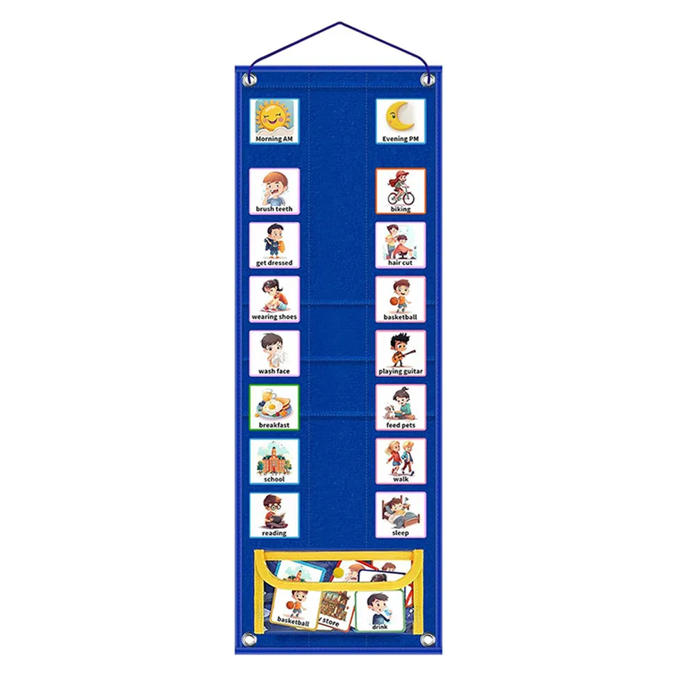 1Set Visual Schedule Calendar Board Dual Function Daily Routine and Chores Chart Wall Planner for Classroom Home