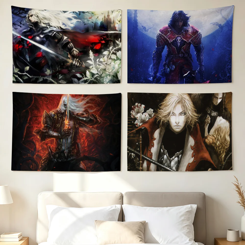 C-Castlevania Symphony Of Night Game Flag Wall Decorations Home Decor Suitable For Living Rooms Bedrooms Dormitories Parties