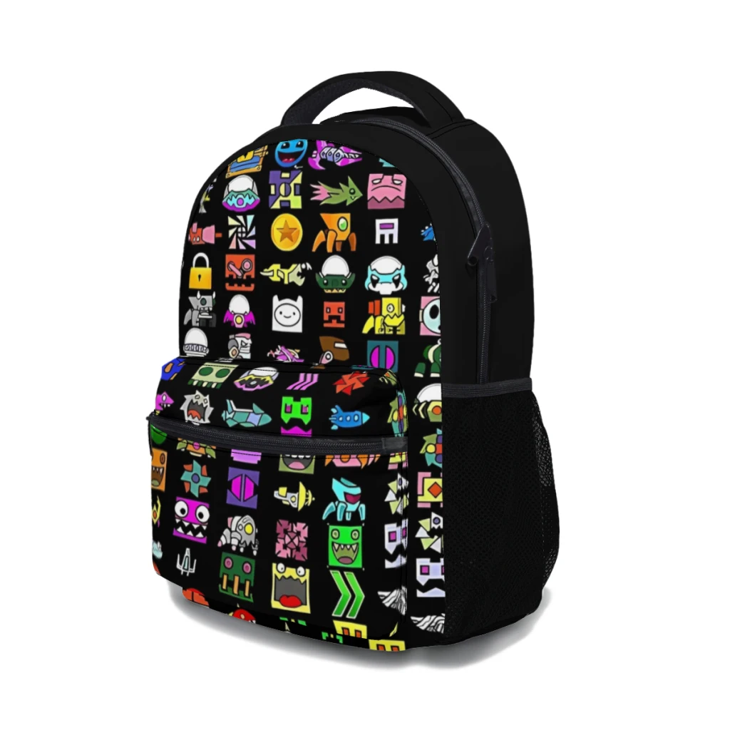 Geometry Dash zaino Versatile zaino impermeabile di grande capacità borsa per Computer lavabile Unisex