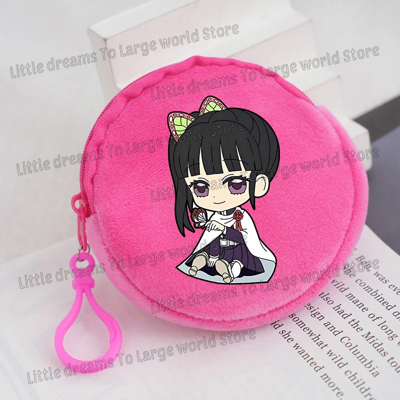 Demon Slayer Coin Purse Anime Figure Cute Q Version Printed Mini Key Pendant Round Wallet Boys Girls Decoration Soft Purses Gift