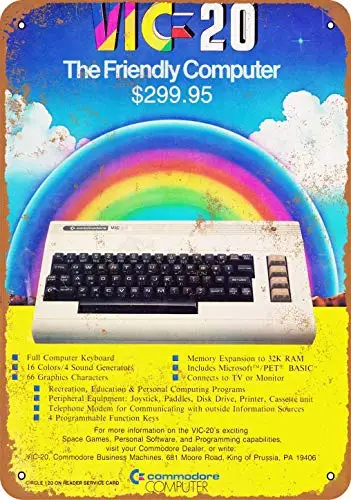 Metallblechschild 1982, Commodore VIC-20 Computer-Metallschild im Vintage-Look
