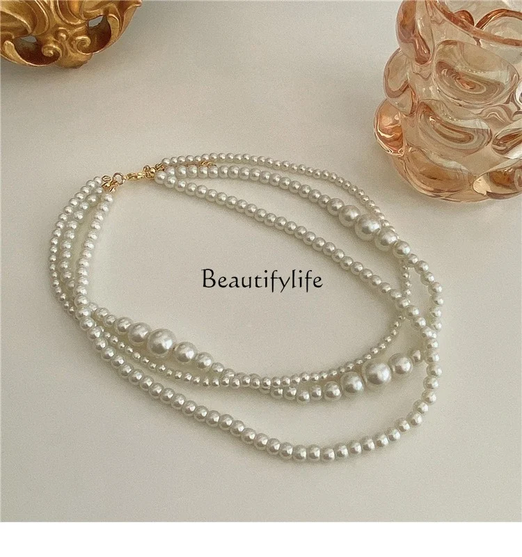 

Pearl elegant winding gradual change collarbone chain ball birthday multi-layer accessories